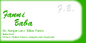 fanni baba business card